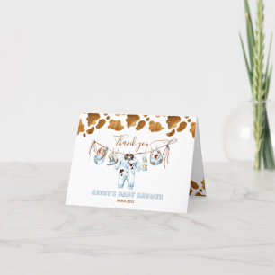 Little Cowboy Clothesline WildWest Boy Baby Shower Thank You Card