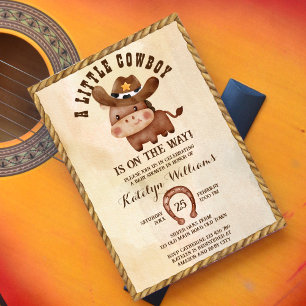 Little cowboy cute baby horse in a hat baby shower invitation