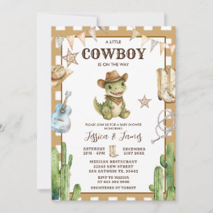 Little Cowboy Dinosaur Baby Shower Invitation