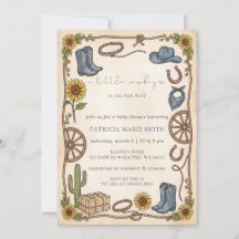 Little Cowboy Is On The Way Boy Baby Shower