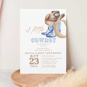 Little Cowboy Minimalist First Rodeo Baby shower Invitation