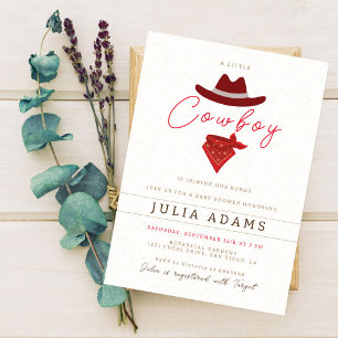 Little Cowboy Modern Western Rodeo Baby Shower Invitation
