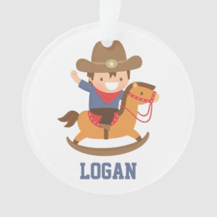 Little Cowboy on Rocking Horse Personalised Ornament