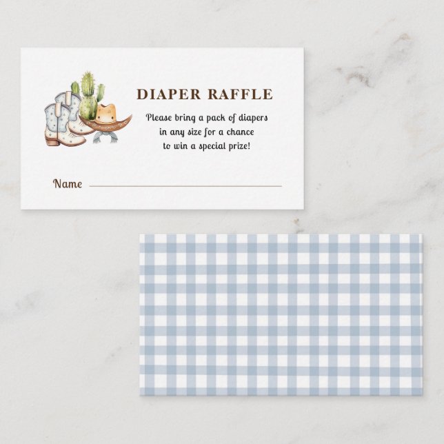 Little cowboy on the way Diaper Raffle Enclosure Card (Front/Back)