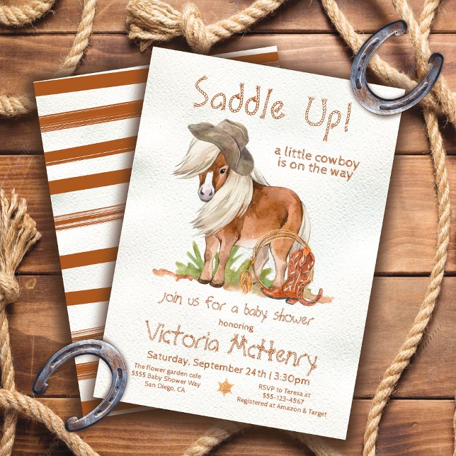 Little Cowboy Pony Western Baby Shower Invitation (Creator Uploaded)