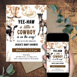 Little Cowboy Rodeo Animals Baby Shower Invitation