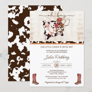 Little Cowboy Rustic Western V4 Boy Baby Shower Invitation