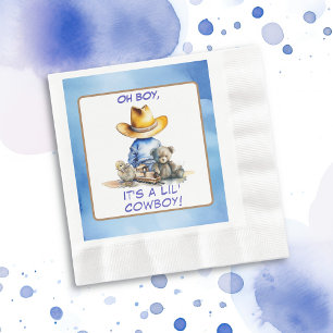 Little Cowboy Themed Baby Shower Napkin