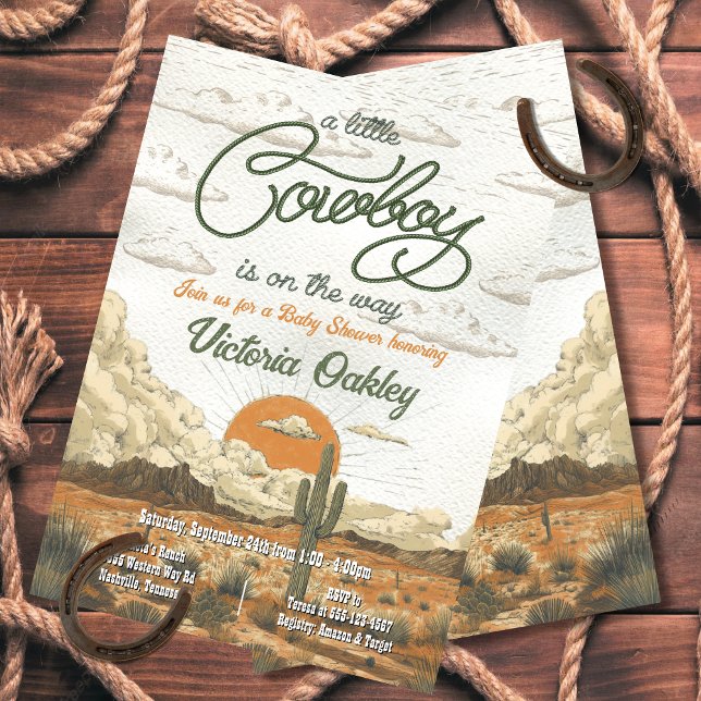 Little Cowboy Western Baby Shower Invitation (Creator Uploaded)