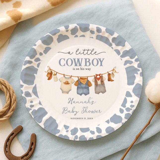 Little Cowboy Western Baby Shower Paper Plate (Creator Uploaded)