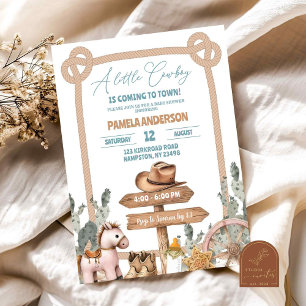Little Cowboy Western Country Baby Shower Invitation