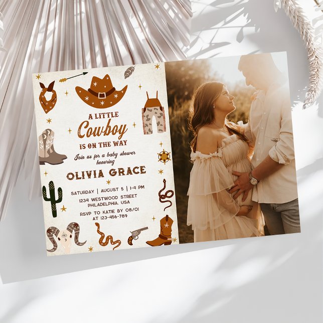 Little Cowboy Western Rodeo Baby Shower Photo Invitation (Creator Uploaded)