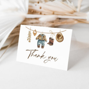 Little Cowboy, Western Wild West Rodeo Baby Shower Thank You Card