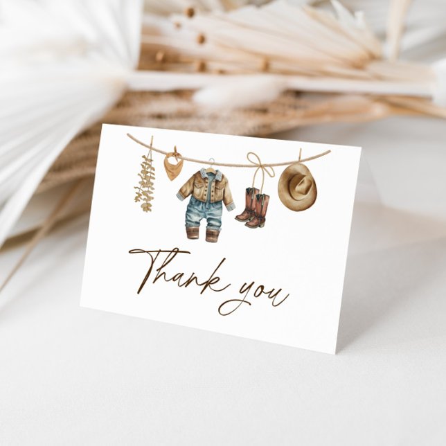 Little Cowboy, Western Wild West Rodeo Baby Shower Thank You Card (Creator Uploaded)