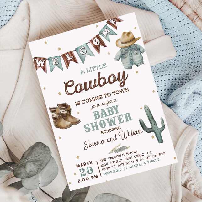 Little Cowboy Wild West Boy Baby Shower Invitation (Creator Uploaded)