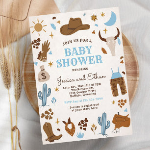 Little Cowboy Wild West Rodeo Baby Shower Invitation