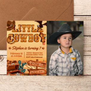Little Cowboy with Photo Invitation