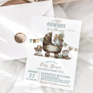 Little cowdoy Wild West Boy Baby Shower Invitation