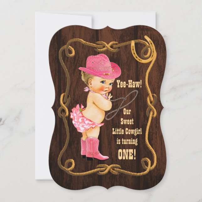 Little Cowgirl 1st Birthday Invitation (Front)