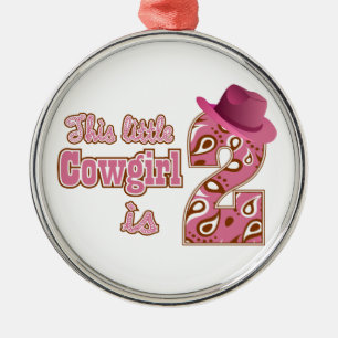 Little Cowgirl 2nd Birthday Metal Tree Decoration