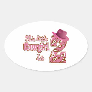 Little Cowgirl 2nd Birthday Oval Sticker