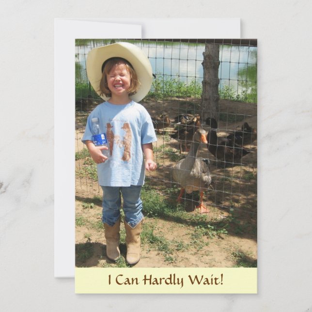 Little Cowgirl and Feathered Friends - Birthday Invitation (Front)