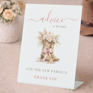 Little Cowgirl Baby Shower Advice For Parents Pedestal Sign