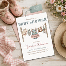Little Cowgirl Baby Shower Clothesline Raffle Book