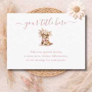 Little Cowgirl Baby Shower Create Your Own Blank Enclosure Card