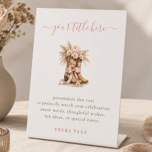 Little Cowgirl Baby Shower Create Your Own Pedestal Sign