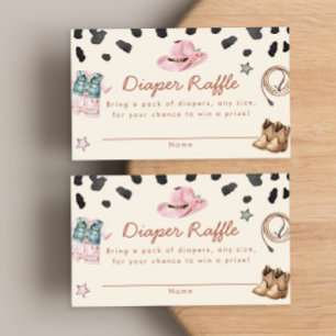 Little Cowgirl baby shower diaper raffle cards