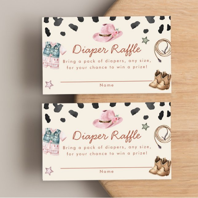 Little Cowgirl baby shower diaper raffle cards  (Creator Uploaded)