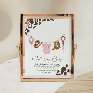 Little Cowgirl Baby Shower Don't Say Baby Poster
