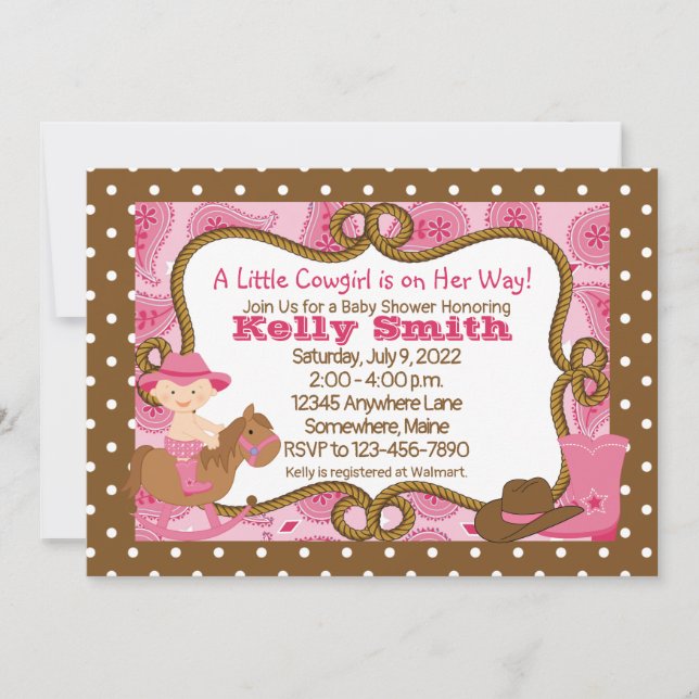 Little Cowgirl Baby Shower Invitations (Front)