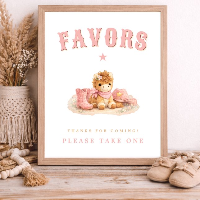 Little Cowgirl Baby Shower Party Favors Here Poster (Creator Uploaded)