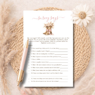 Little Cowgirl Baby Shower Survey Says Game