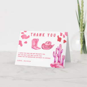 Little Cowgirl Birthday Party Thank you Card