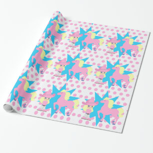 Little Cowgirl Blonde with Pink Horse Any Occassi Wrapping Paper