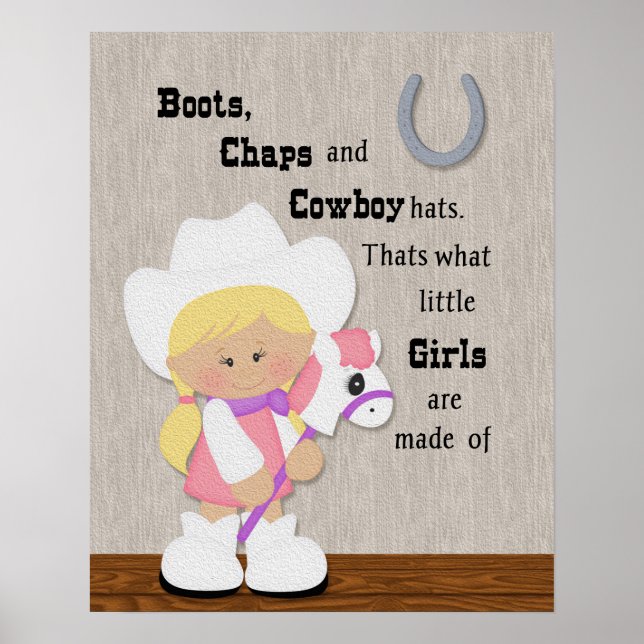Little cowgirl Boots and Chaps wordart. Poster (Front)