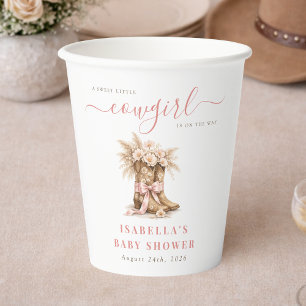 Little Cowgirl Boots Western Pink Girl Baby Shower Paper Cups