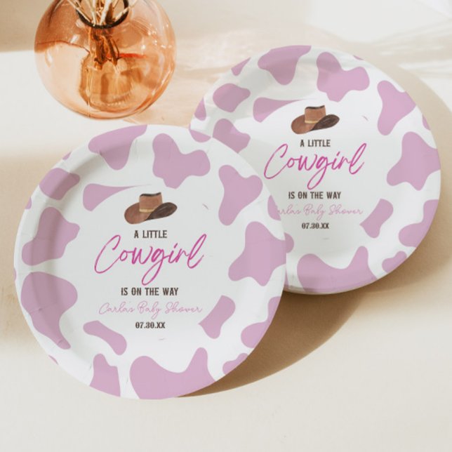 Little Cowgirl Cow Girl Rodeo Western Baby Shower Paper Plate (Creator Uploaded)