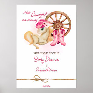 Little cowgirl horses baby shower welcome sign