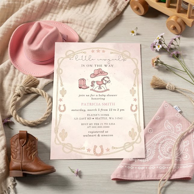 Little Cowgirl Is On The Way girl Baby Shower Invitation (Little Cowgirl Is On The Way girl Baby Shower Invitation)