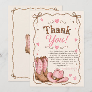 Little Cowgirl Is On The Way girl Baby Shower Thank You Card