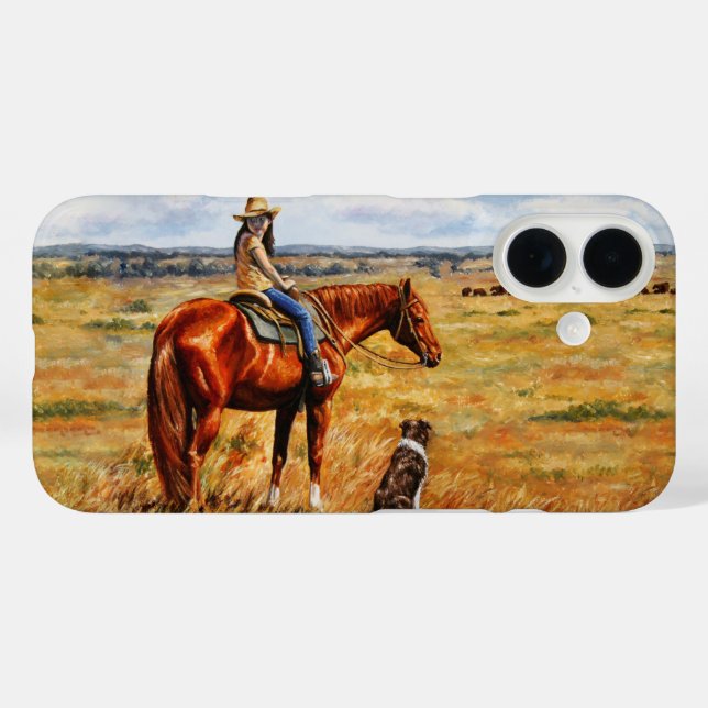 Little Cowgirl on Cattle Horse Case-Mate iPhone Case (Back (Horizontal))