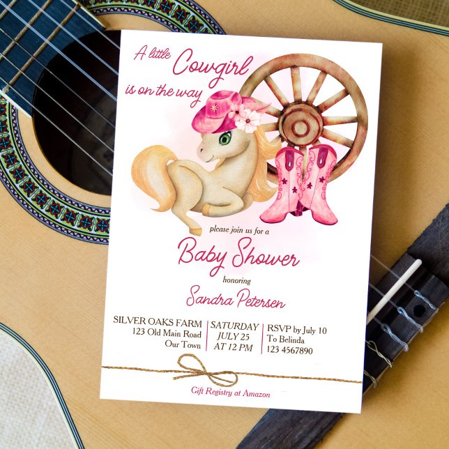 Little cowgirl on the way horses baby shower invitation (Creator Uploaded)