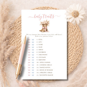 Little Cowgirl Party Baby Traits Guessing Game