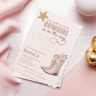 Little Cowgirl Pink Baby Shower Invitation