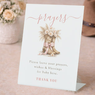 Little Cowgirl Pink Baby Shower Prayers For Baby Pedestal Sign