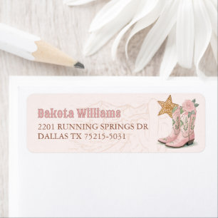 Little Cowgirl Pink Baby Shower Return Address Label